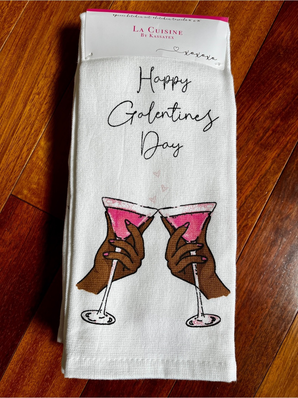 La Cuisine By Kassatex Happy Galentines Day 4 Piece Kitchen Towel Set 16” x 26”